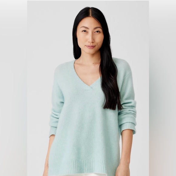 Eileen Fisher Cashmere Silk Bliss V-Neck Sweater - XL